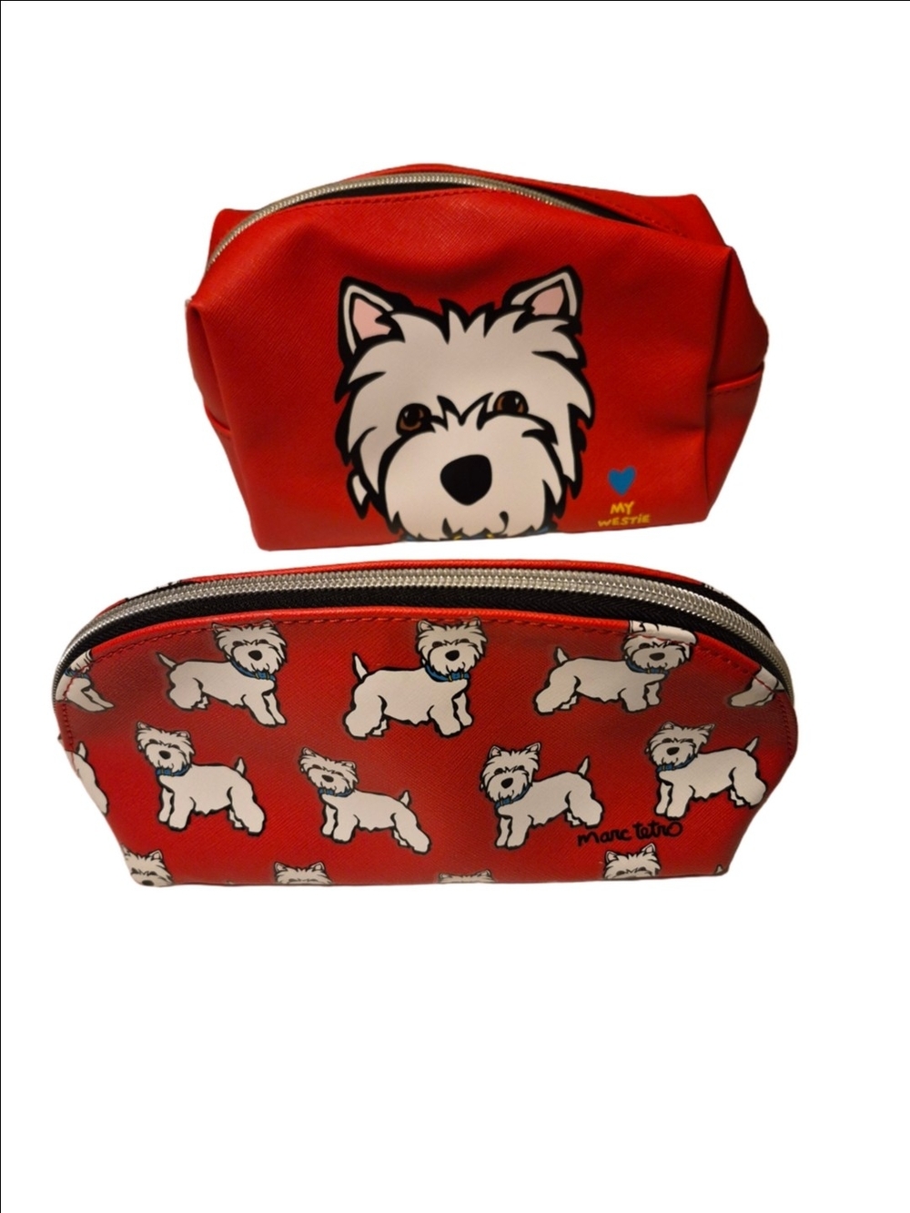 Red Marc Tetro Westie Dog Cosmetic Pouch Set